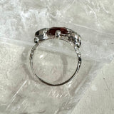 Skulls and Garnet Ring- size 7-ONE OF A KIND - READY TO SHIP