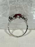Skulls and Garnet Ring- size 7-ONE OF A KIND - READY TO SHIP