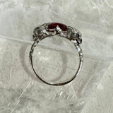 Skulls and Garnet Ring- size 7-ONE OF A KIND - READY TO SHIP