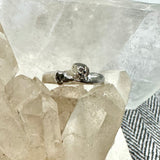 Raw Diamond Skull Ring- size 7 -ONE OF A KIND - READY TO SHIP