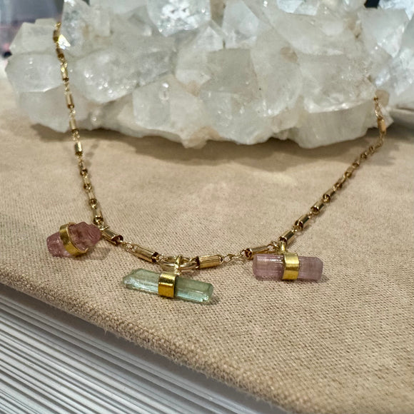 Triple Raw Tourmaline Necklace