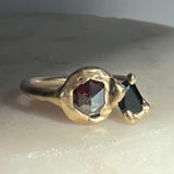 Duo Ring in Garnet and Tourmaline 02- size 5.5-ONE OF A KIND - READY TO SHIP